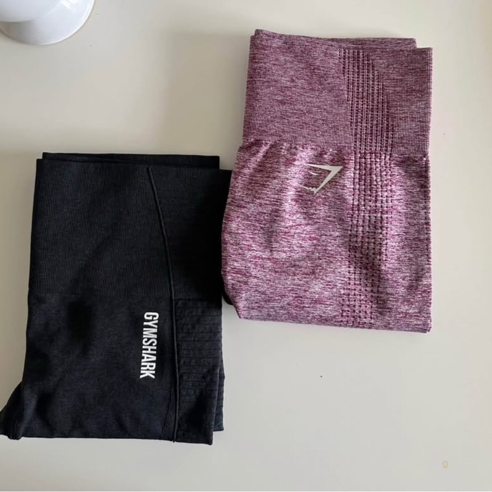 Gymshark Black and Purple Leggings Set